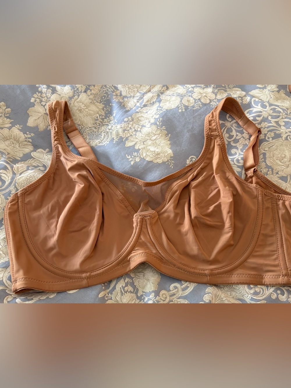 NWT Unbranded Women’s Coffee Color Unlined Underwire Bra w/Mesh Detail; Size 44F